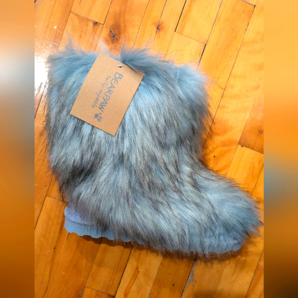Fluffy winter boots - Bearpaw Sasha blue fog